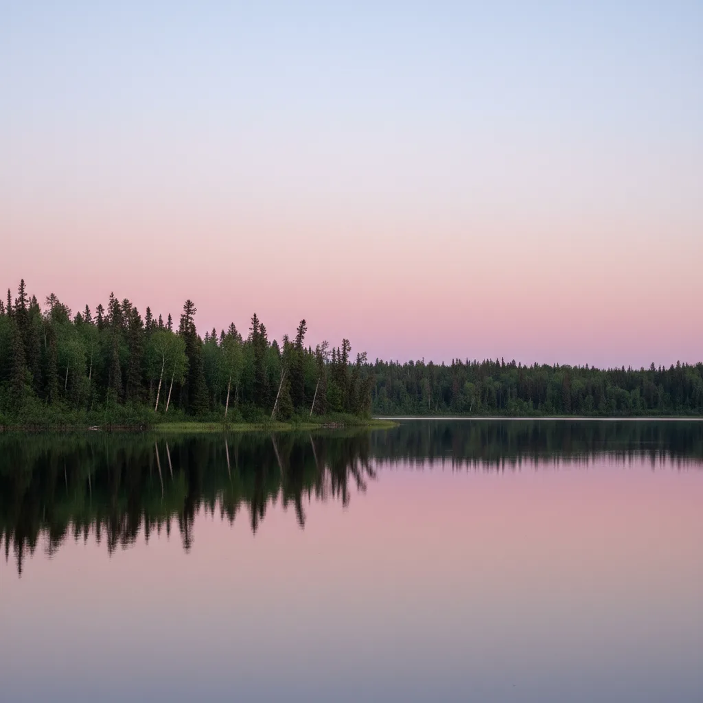 Midnight-sun summer night sky in interior Alaska