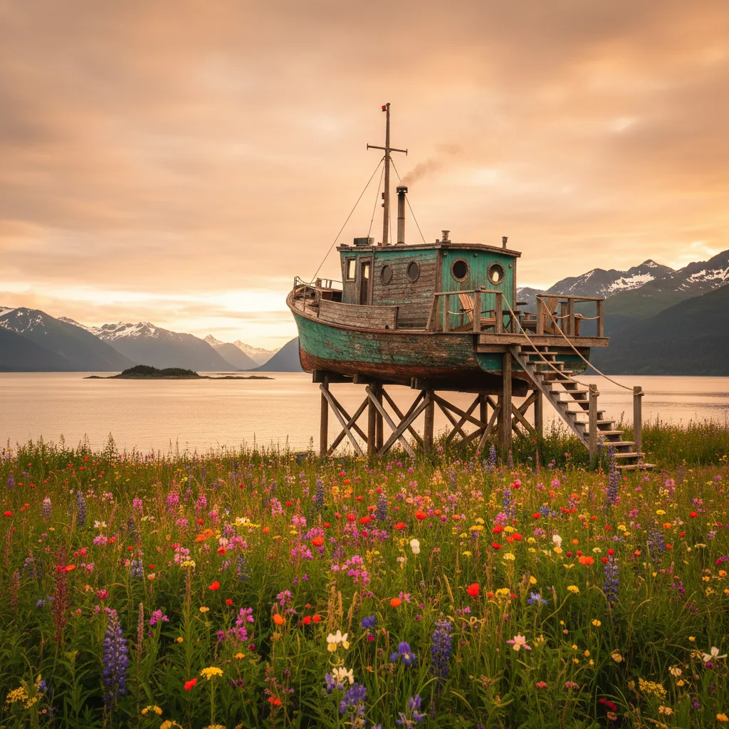 Quirky converted-boat guest cabin near Homer