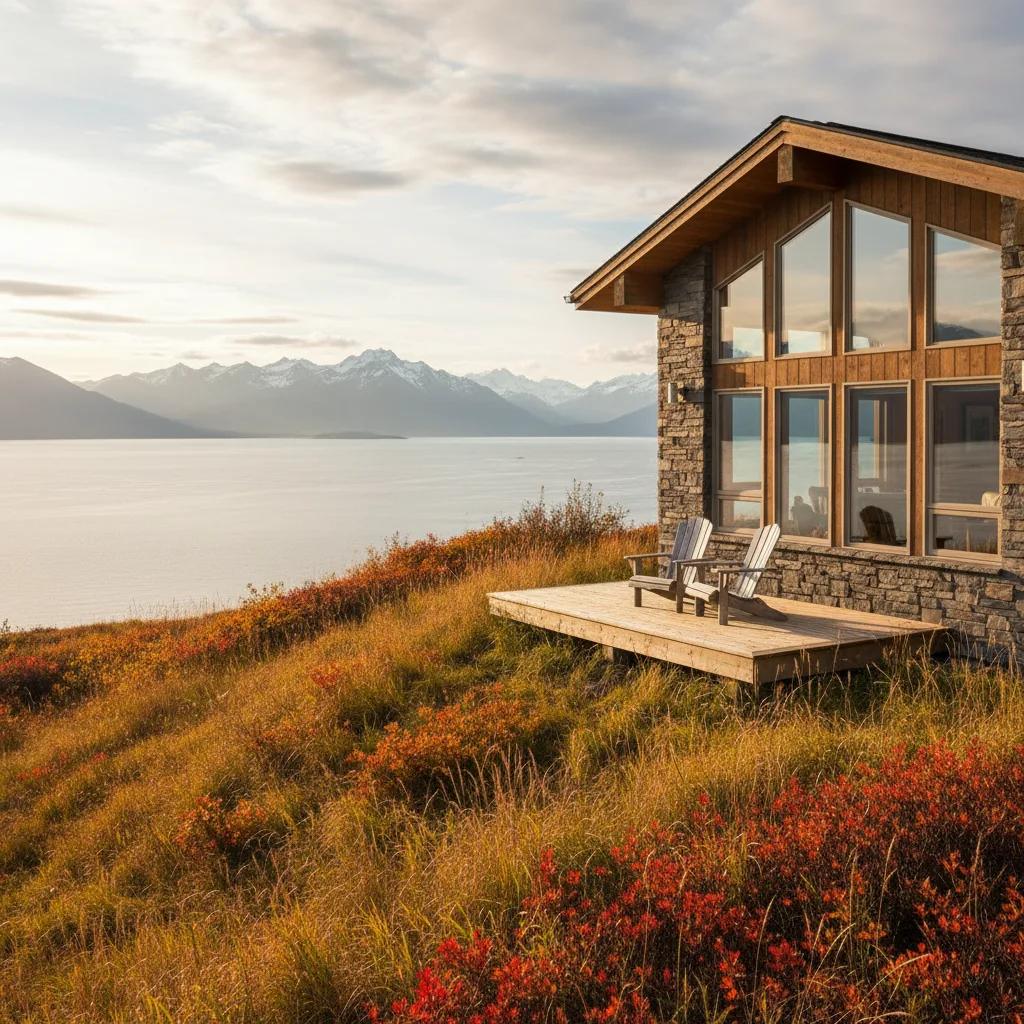 Hillside lodge with Kachemak Bay views