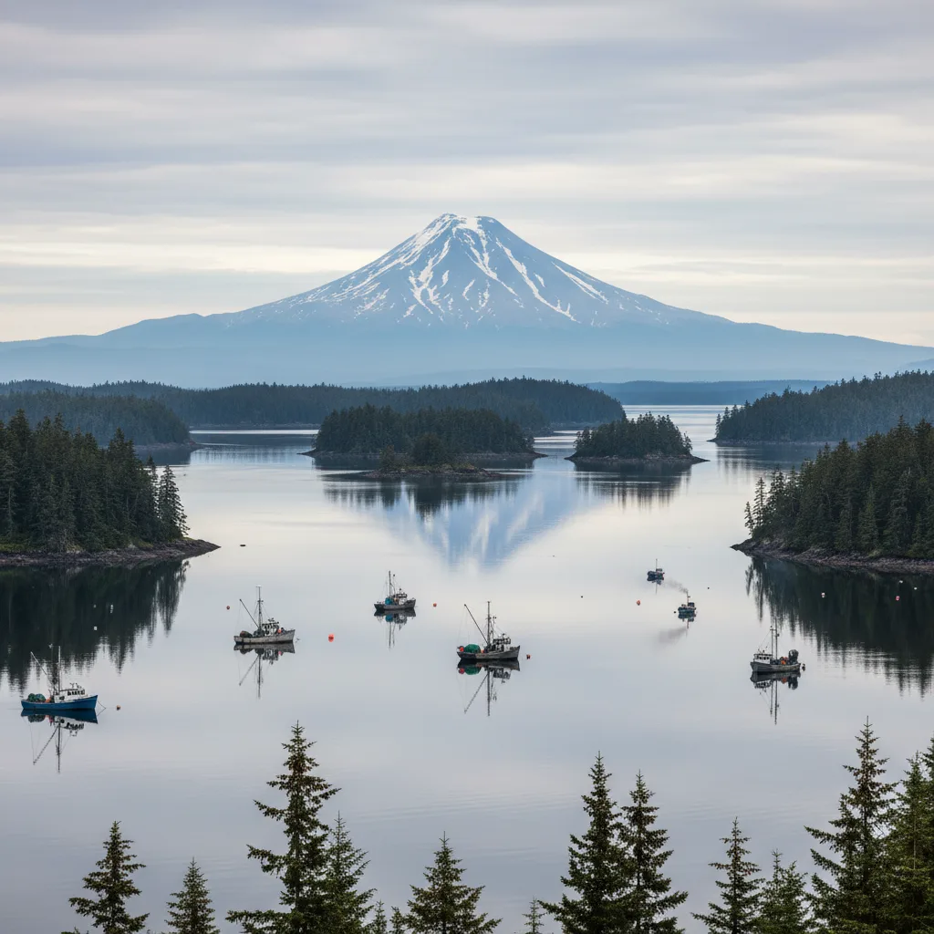 Sitka Sound with Mount Edgecumbe across the water